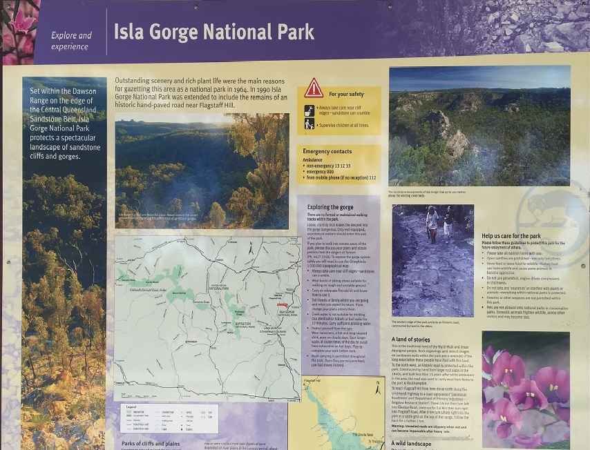 Isla Gorge information board.
