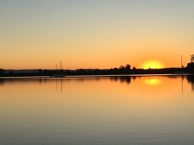 Sunset across the Clarence at Ulmarra.