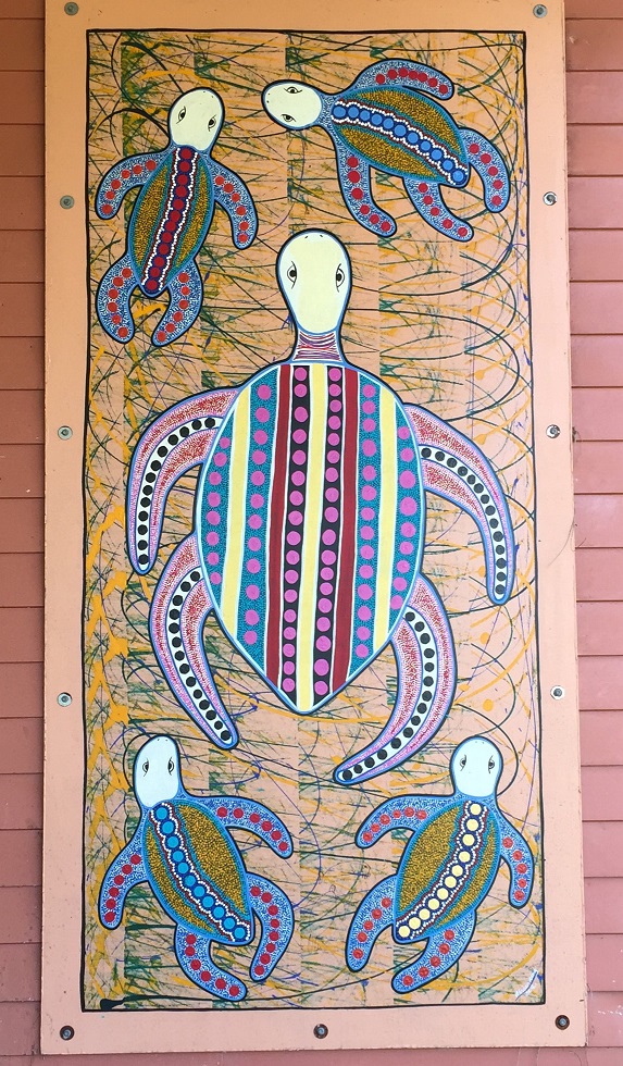 Public art, on the wall of the Lockhart River Arts centre