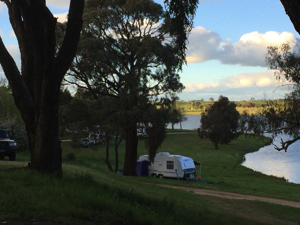 The main camping area at Carcoar Dam. We were lucky to get our nice high spot away from everyone else, and level.