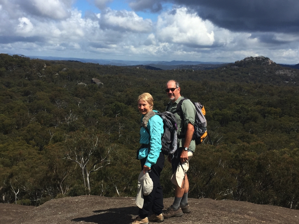 Admiring the view from the top of Mt Norman. Girraween.