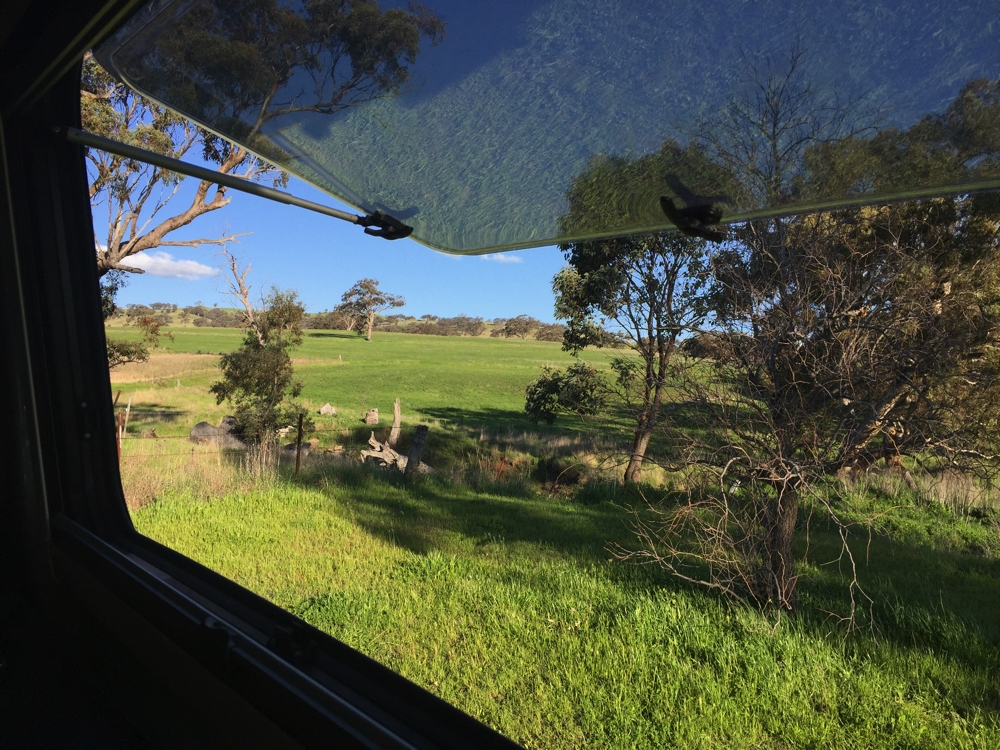 Not a bad view out the kitchen window. Our overnight campsite at The Black Stump.