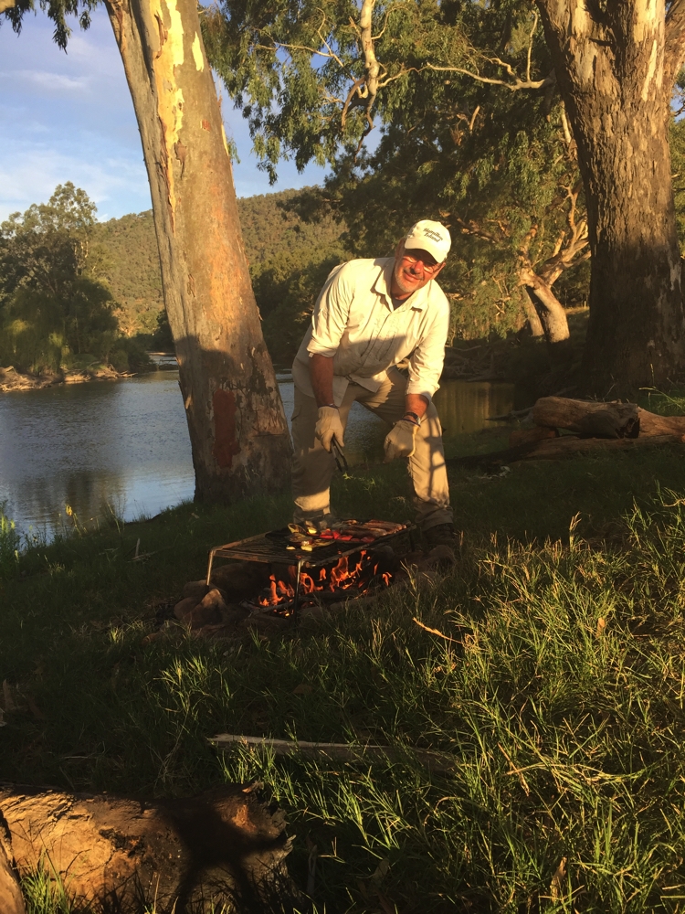 Dinner's cooking - beside the Murray at Gadds Bend.