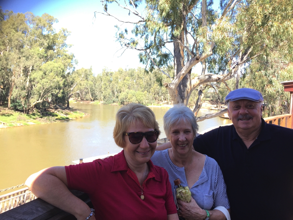 Relaxing by the Murray with Carl and Maree.
