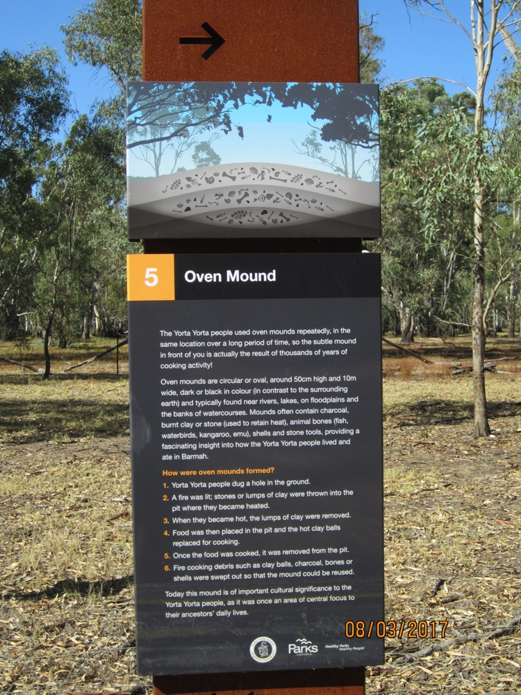 The mound behind was, as they say, 'subtle'. Interesting to see and to think of the history behind this spot. Barmah National Park