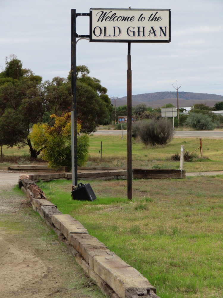 The Old Ghan railway station at Hawker. Note the lawn edging - sleepers from the original railway line.