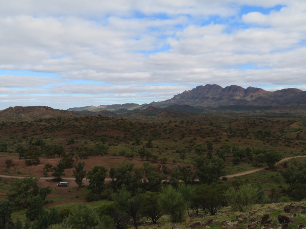 Yes we did hike up this very steep hill to take a photo of Priscilla, and the Flinders Ranges. Moralana Scenic Drive