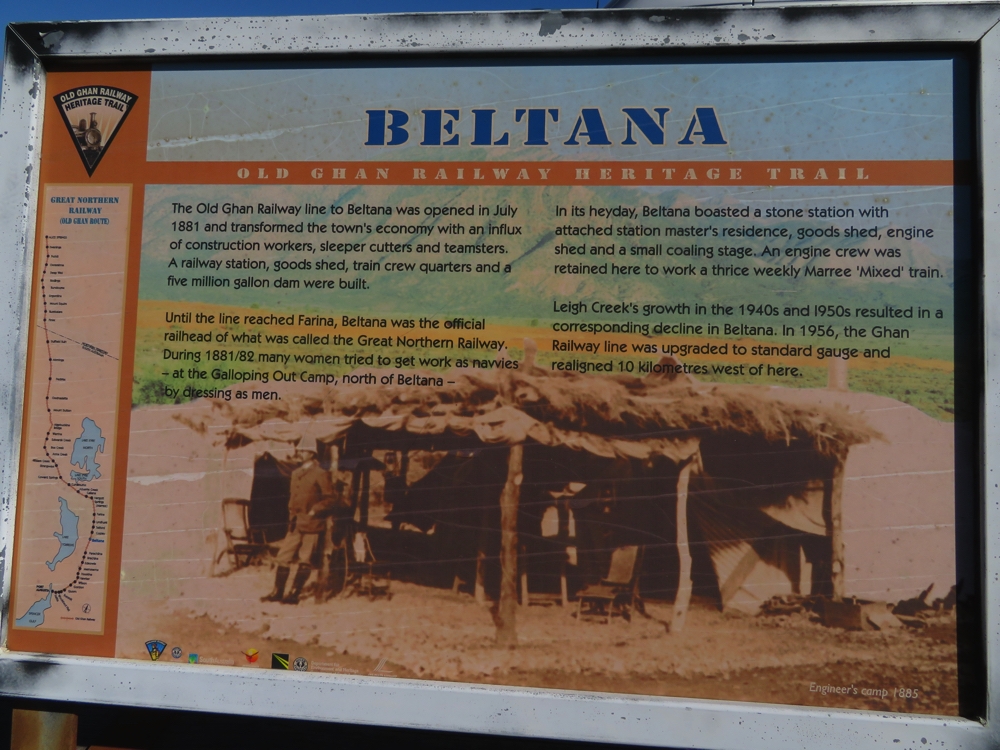 Information board about Beltana's role in the Ghan history.