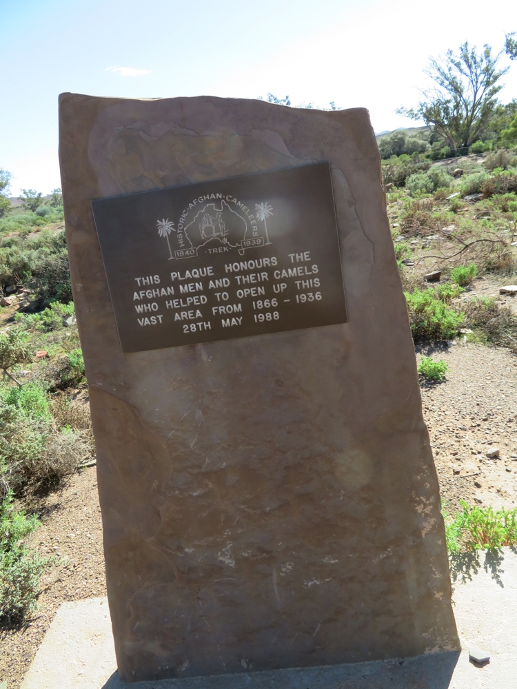 A plaque commemorating the contribution of the Afghan cameleers to the development of central Australia.