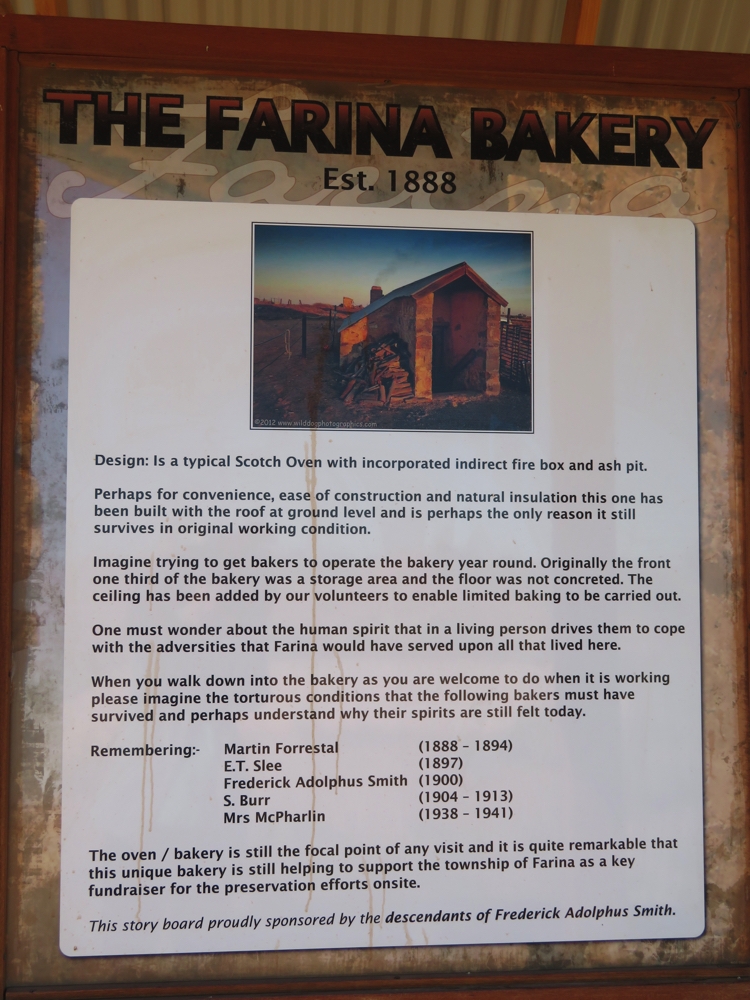 The bakery information board.