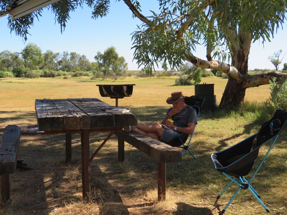 Ahh a bit of well deserved R&R. At Farina campsite.