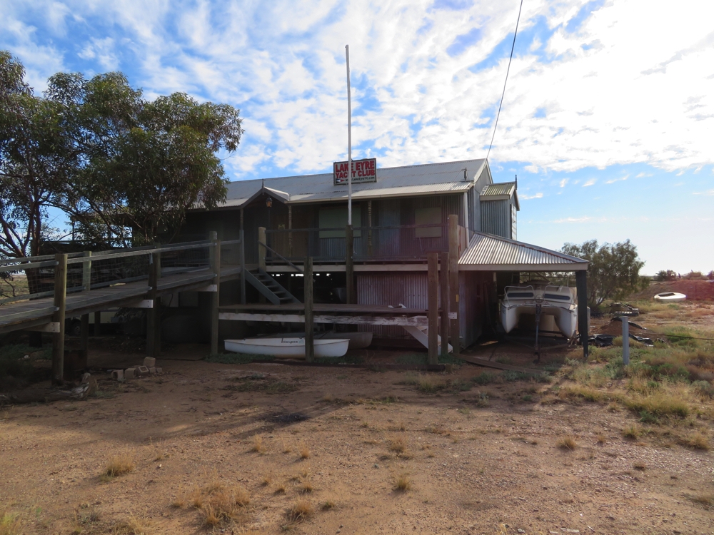 Lake Eyre yacht club at Marree. They've got quite a few boats.