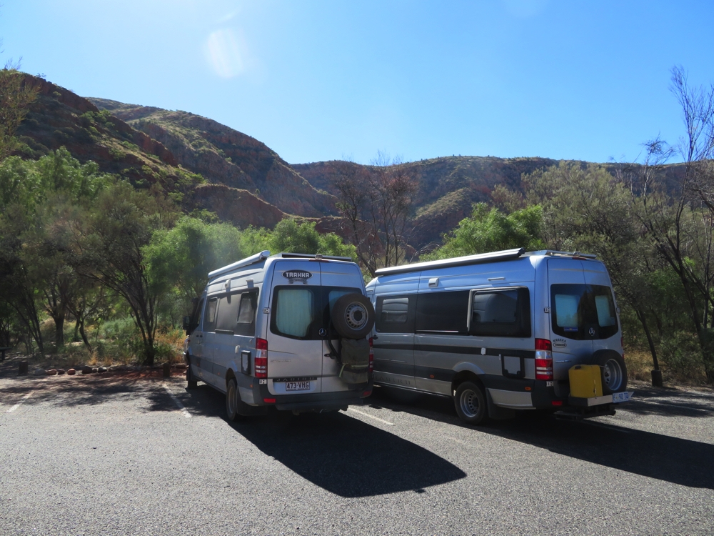 The Jabirus in consultation at the West MacDonnell Ranges.