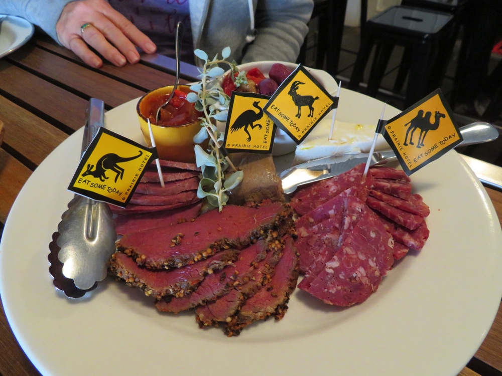 The 'feral food' antipasto platter. At Parachilna pub.