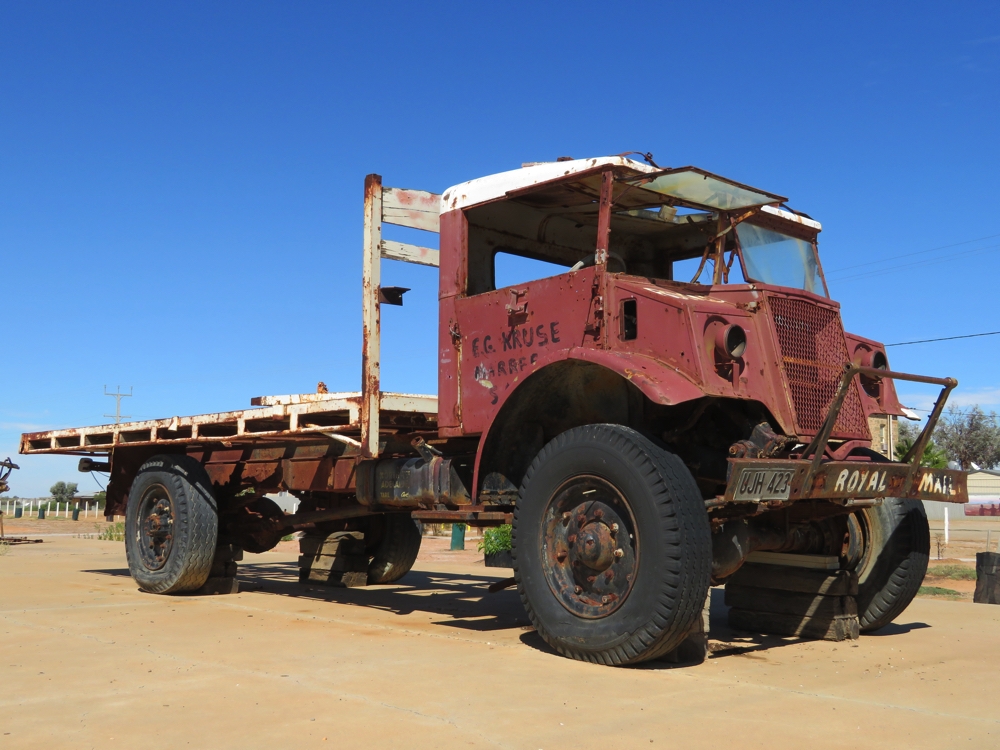 Tom Kruse's contribution to outback people is not forgotten - here is the truck he used to deliver the mail and supplies along the Birdsville Track. There's also a museum of photos, memorabilia and a short documentary that was interesting to view. Altogether a pretty amazing man.