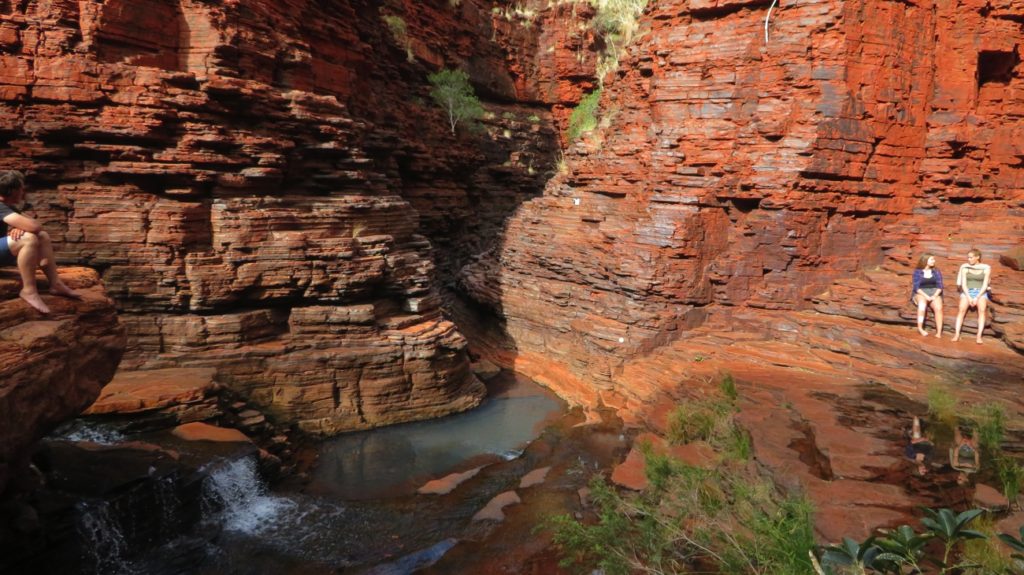 The Amphitheatre at Weano Gorge. Where the pool tails out in the centre of the photo is the narrow chasm to Kermits Pool