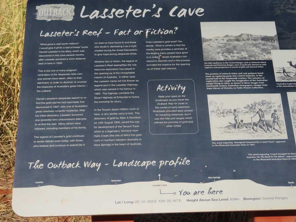 Lasseter's Reef information board.